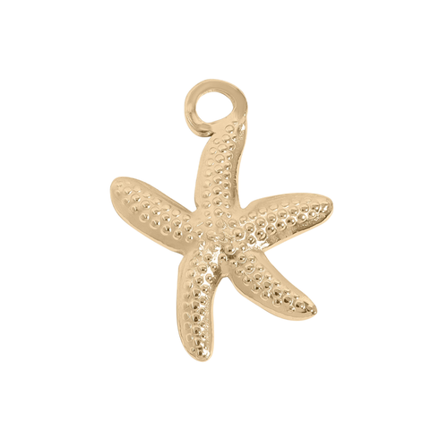 18K gold paperclip necklace with starfish charm coastal inspired jewelry