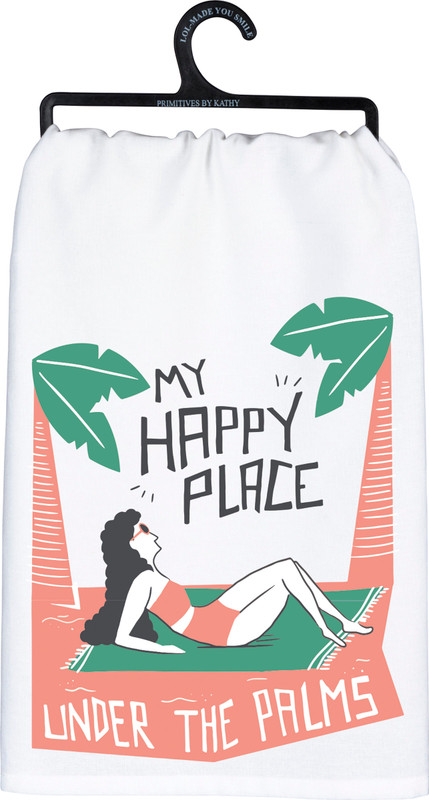 My Happy Place Under The Palms Kitchen Towel