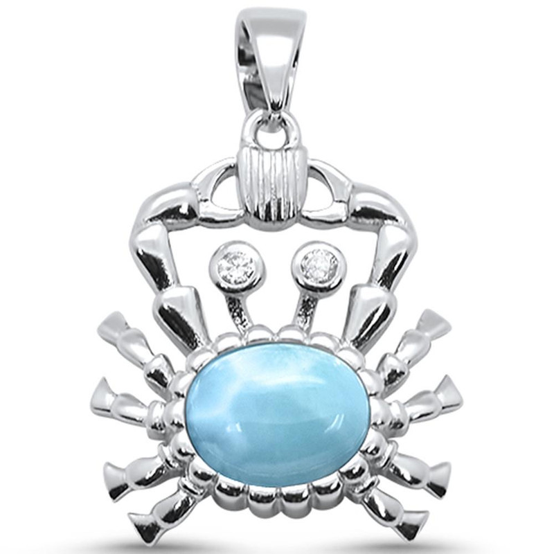 Pinch Me Larimar Crab .925 Sterling Silver Necklace - 18"

This eye-catching Pinch Me Larimar crab necklace will remind you of your favorite beachside adventure. The 1" crab pendant is made of genuine Larimar and .925 Sterling Silver. Handing from an 18" Sterling Silver chain, it's a little bit crabby and a little bit chic. Pair this sassy necklace with your date-night outfit, or wear it for a fun day out and about. Either way, it will draw even more attention to your favorite look.
