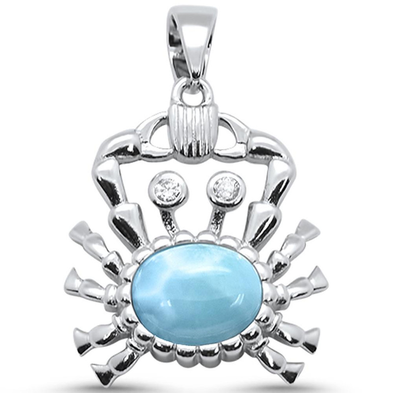 Larimar Crab .925 Sterling Silver Necklace - 18"

This eye-catching Pinch Me Larimar crab necklace will remind you of your favorite beachside adventure. The 1" crab pendant is made of genuine Larimar and .925 Sterling Silver. Handing from an 18" Sterling Silver chain, it's a little bit crabby and a little bit chic. Pair this sassy necklace with your date-night outfit, or wear it for a fun day out and about. Either way, it will draw even more attention to your favorite look.