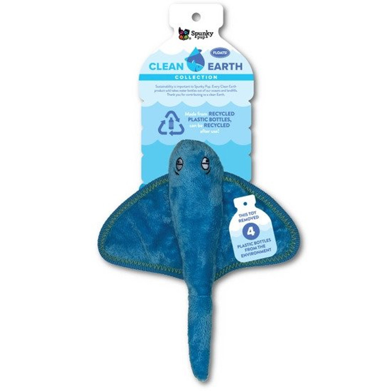Clean Earth Plush Stingray Dog Toy - Large

When you purchase this super cute Clean Earth Plush Stingray Dog Toy, you and your dog can help remove waste plastic from the environment … one toy at a time! Something we are very passionate about at Crabby Mermaid. After all, where is a mermaid to live if the ocean isn't clean? Clean Earth plush toys are made from 100% Recycled plastic water bottles, including the fabric, stuffing, binding, and thread. 

Each toy redirects waste from up to 9 plastic water bottles from ending up in oceans, waterways, and landfills. In addition, clean Earth plush toys include a built-in squeaker and durable construction. Not only are Clean Earth use recycled water bottles, but each toy can be recycled when your dog no longer plays with it … which means Infinite Loop Recycling! Be sure to check out our other sea creatures to complete your collection of eco-friendly dog toys. Let's all do our part to save our oceans!

Plush with squeaker, Recycled from water bottles, Recyclable. 100% RPET (Recycled Polyester/PET Plastic).

Dimensions: 10"l x 9" w x 3" h