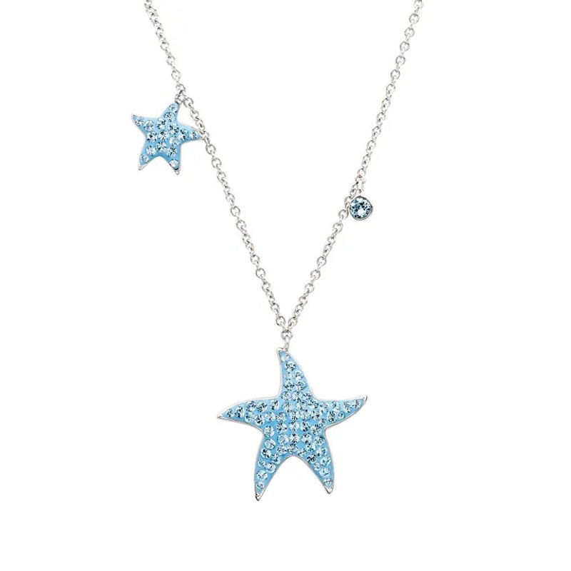 Discover enchanting coastal elegance with Crabby Mermaid's Turquoise Mom & Baby Starfish Necklace. Dive into our exclusive Part of the Ocean Jewelry Collection, adorned with aqua crystals and sterling silver craftsmanship. Save 10 baby turtles with every purchase and relive seaside memories in style. Elevate your look with this dazzling accessory, a blend of nostalgia and sophistication. Shop Crabby Mermaid for jewelry that tells a story of oceanic magic. ?✨