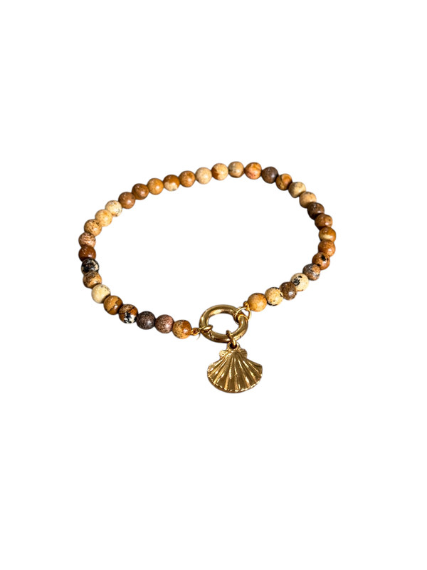 Earth & Ocean Treasure Clam Bracelet
Picture Jasper & gold clam shell charm