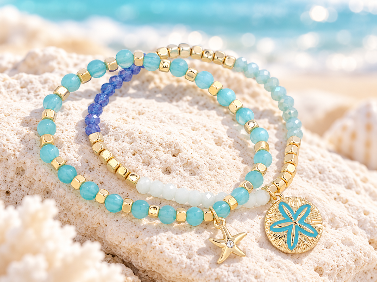 Crabby Mermaid ocean-inspired beaded bracelets