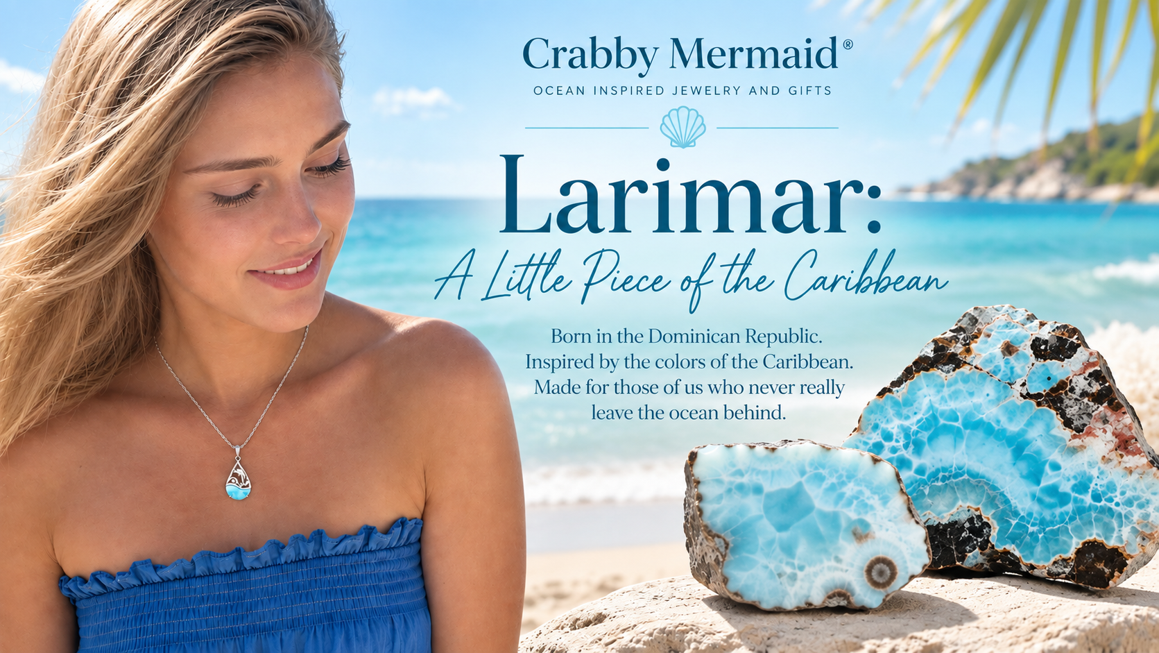 Larimar jewelry and natural Larimar stone inspired by the Caribbean — Crabby Mermaid