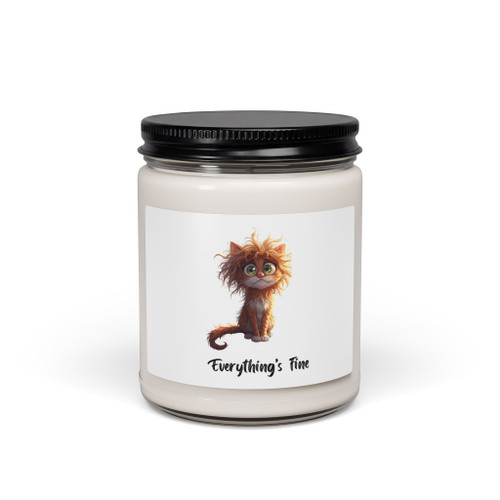 Everything's Fine Cat Candle, Soy 9oz | Funny Sarcastic Cat Scented