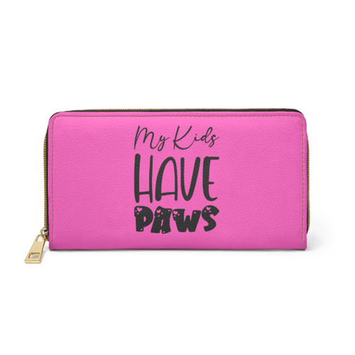 My Kids Have Paws Zipper Wallet | Paw Print Pattern