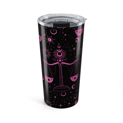 Libra Zodiac 20oz Tumbler — Pink Zodiac Scales Travel Mug