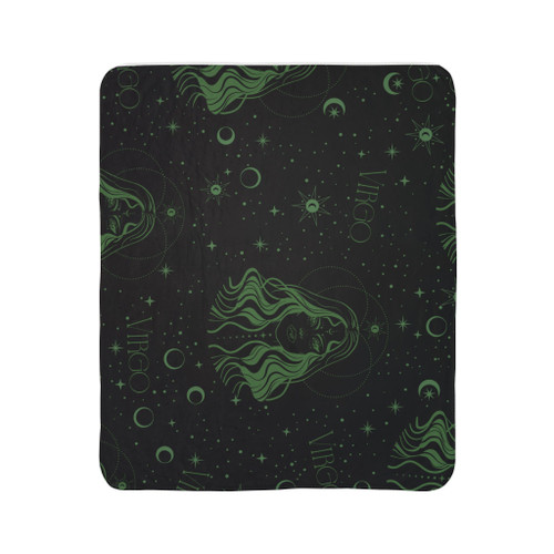Virgo Zodiac Fleece Sherpa Blanket — Astrological Green Constellation Throw