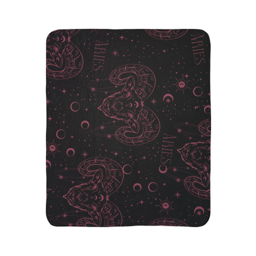 Aries Zodiac Fleece Sherpa Blanket — Celestial Ram Horoscope Throw