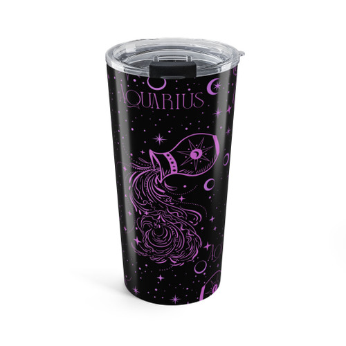 Aquarius 20oz Tumbler — Purple Zodiac Water-Bearer Travel Cup