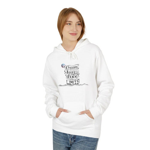 Inspirational Quote Hoodie - "Dream Fear Love Create" Minimalist Graphic