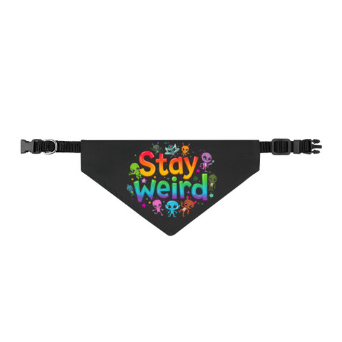 Stay Weird Rainbow Alien Pet Bandana | Clip-On Dog & Cat Bandana | UFO Pet Accessory | Boutique Pet Bandana