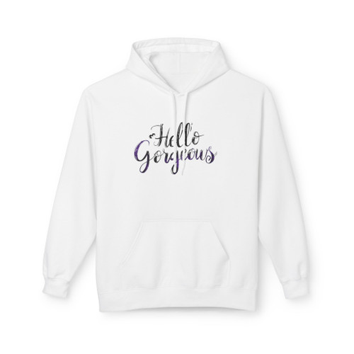 Hello Gorgeous Hoodie | Purple Graphic Hoodie | Boutique Women's Hoodie | Inspirational Apparel