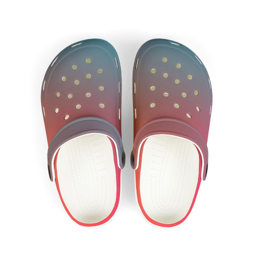 Mermaid Kiss Pink & Teal Ombre Kids EVA Clogs | Lightweight Youth Slip-On Garden Shoes | Colorful Summer Footwear