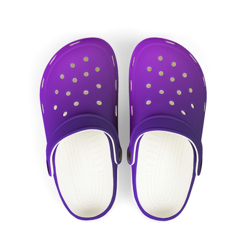 Amethyst Purple & Black Ombre Kids EVA Clogs | Lightweight Youth Slip-On Garden Shoes | Bold Everyday Footwear