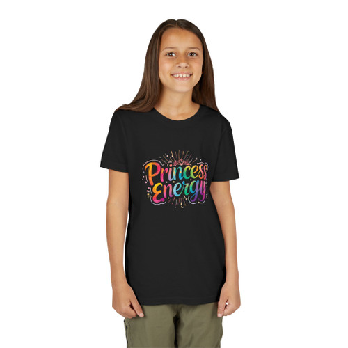 Princess Energy Youth Tee | Cute Girls Graphic T-Shirt | Empowering Rainbow Kids Shirt | Positive Youth Apparel
