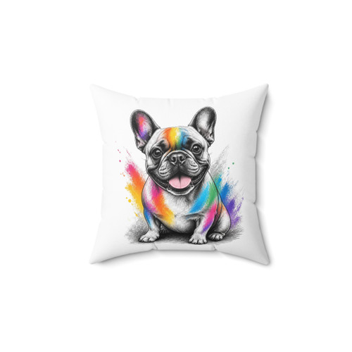 Rainbow Splash French Bulldog Throw Pillow | Colorful Frenchie Decorative Pillow | Dog Lover Home Décor Gift