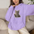 Laughing Meme Cat Hoodie – Adorable Grey Kitten Graphic Sweatshirt