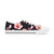 Floral Cherry Blossom Women's Low Top Sneakers — Pink Flowers on Black Canvas