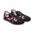 Floral Cherry Blossom Women's Low Top Sneakers — Pink Flowers on Black Canvas