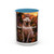Artistic Custom Photo Accent Coffee Mug — Personalized Pet & Sunset Floral Design (11/15oz)