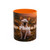 Artistic Custom Photo Accent Coffee Mug — Personalized Pet & Sunset Floral Design (11/15oz)