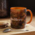 Artistic Custom Photo Accent Coffee Mug — Personalized Pet & Sunset Floral Design (11/15oz)