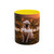 Artistic Custom Photo Accent Coffee Mug — Personalized Pet & Sunset Floral Design (11/15oz)