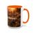 Artistic Custom Photo Accent Coffee Mug — Personalized Pet & Sunset Floral Design (11/15oz)