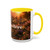Artistic Custom Photo Accent Coffee Mug — Personalized Pet & Sunset Floral Design (11/15oz)