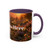 Artistic Custom Photo Accent Coffee Mug — Personalized Pet & Sunset Floral Design (11/15oz)