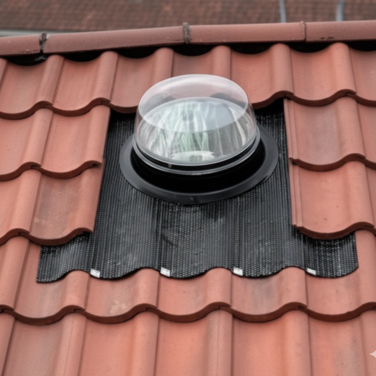 Solatube flashing for a high-profile tiled roof