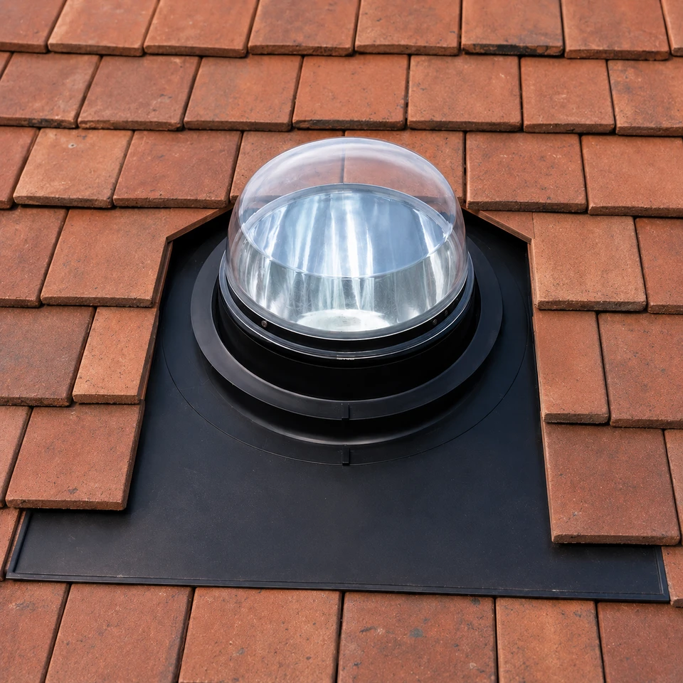Solatube flashing for flat tile or slate roofing