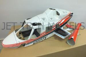 FUNKEY Scale Fuselage BELL 222 .60 (700) size  RED Color ( NEW Version) with  Retractable Landing Gear FUNKEY Scale Fuselage BELL 222 .60 (700) size  RED Color ( NEW Version) with  Retractable Landing Gear