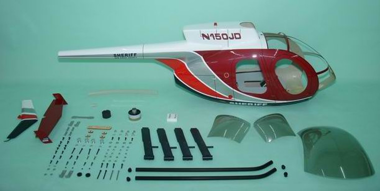 FUNKEY Scale fuselage Hughes MD500E .50 (600) size RED Color with Landing skid