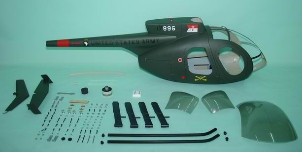 FUNKEY SCALE FUSELAGE Hughes MD500E .50 (600 size) Army Green