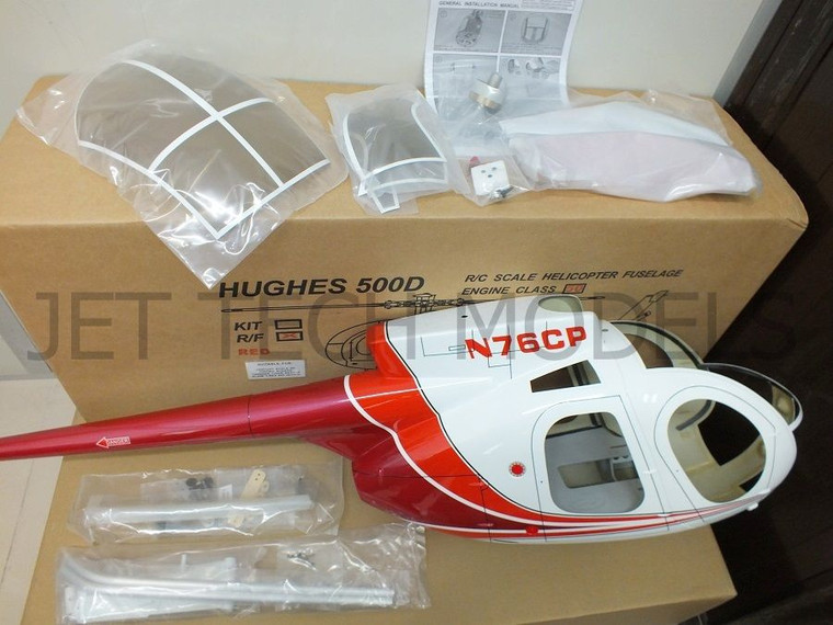 FUNKEY Scale fuselage Hughes 500D .50( 600 ) size RED Color with Landing Skid