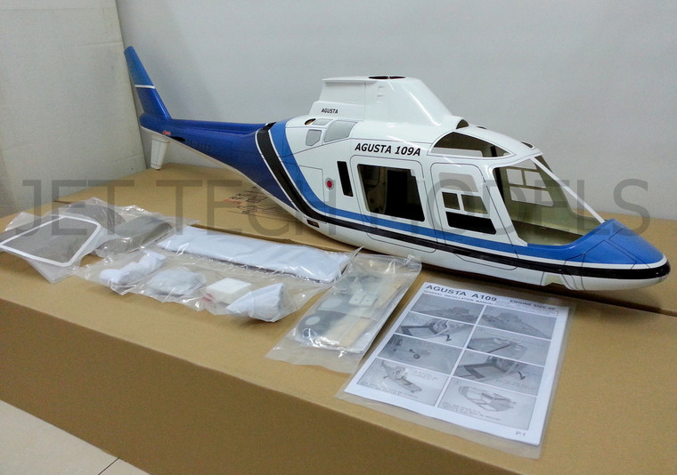 FUNKEY Scale fuselage AGUSTA 109A  .60 (700) size BLUE Color with Landing gear