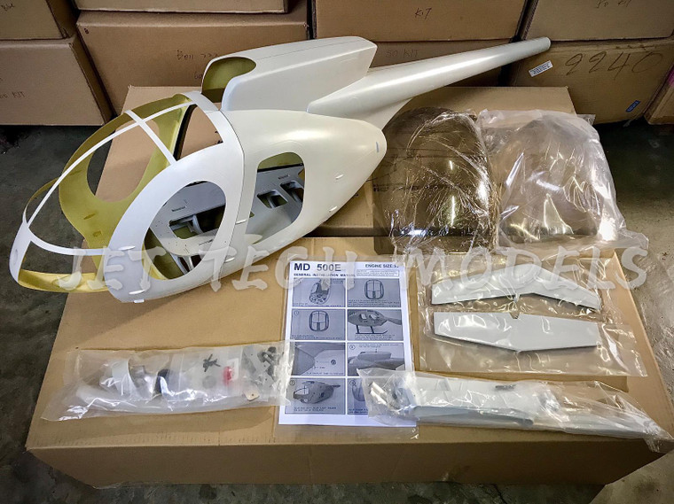 FUNKEY Scale fuselage Hughes MD500E .50 (600) size  KIT (Unpainted Version) with Landing Skid