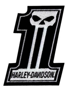 Harley-Davidson 3 in. Embroidered Dark Custom #1 Skull Small Emblem Sew-On Patch