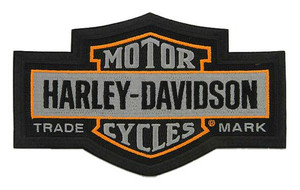 Harley-Davidson 7.25 in. Embroidered Trademark Bar & Shield Emblem Patch - Gray
