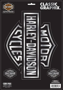 HARLEY-DAVIDSON® B&S WITH CHROME DECAL 9x13"