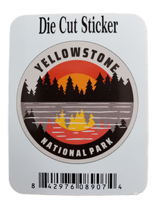YELLOWSTONE NATIONAL PARK REFLECTIONS CIRCLE DIE CUT STICKER