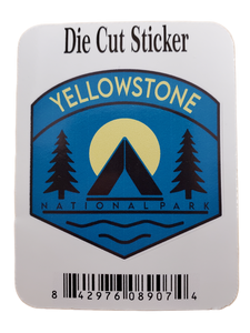 YELLOWSTONE NATIONAL PARK TEAL MOONLIGHT CAMP DIE CUT STICKER