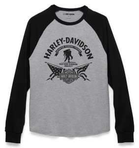 HARLEY-DAVIDSON® MENS WOUNDED WARRIOR GREY COLORBLOCK TEE