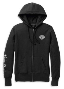 HARLEY-DAVIDSON® WOMENS WOUNDED WARRIOR ZIP UP HOODIE BLACK