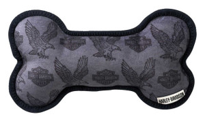 Harley-Davidson® Repeat Bar & Shield Eagle Plush Bone Dog Toy w/ Squeaker – Gray