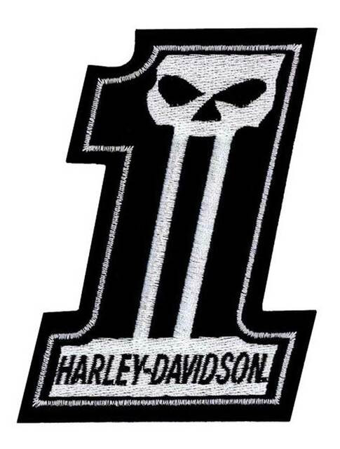 Harley-Davidson 3 in. Embroidered Dark Custom #1 Skull Small Emblem Sew-On Patch