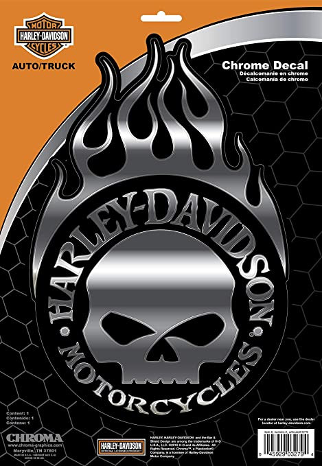 HARLEY-DAVIDSON® FLAMING SKULL DECAL 9x13"